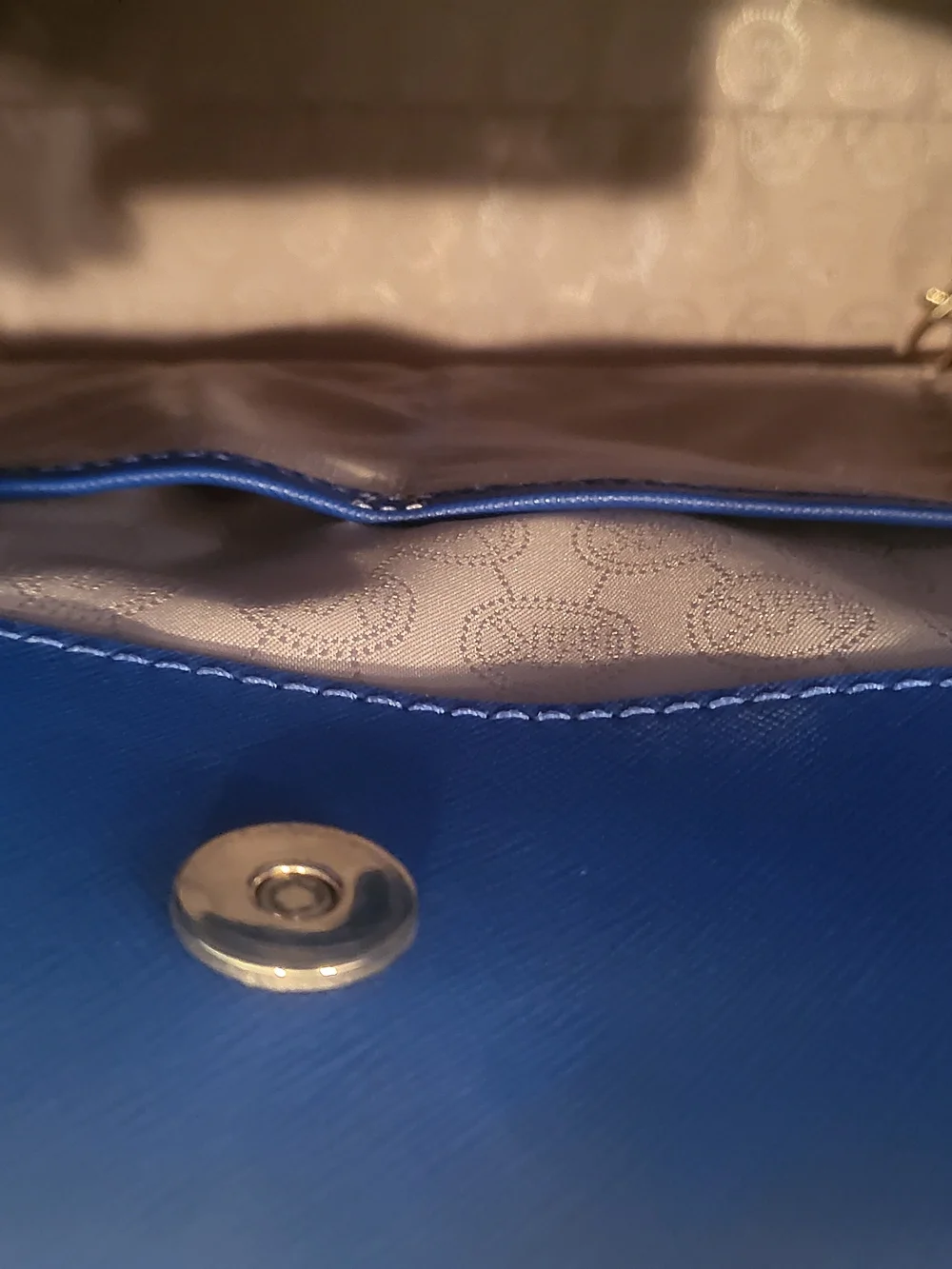 Michael Kors Blue Leather Satchel And Laptop Briefcase with Gold Hardware